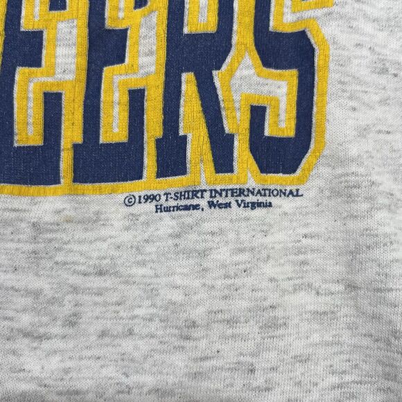 Vintage 1990 West Virginia Mountaineers Double Layer T-Shirt Single Stitch USA - Picture 3 of 8